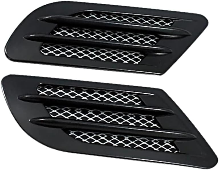 KACEPAR Exterior Car Air Flow Fender Side Vent Decoration Sticker, Front Side Fender Air Vent Grille Decoration Cover Trim, Universal Fit Pair, Black - Image 1